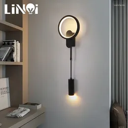 Wall Lamps Minimalist Modern LED Gold Black Round Lamp For Bedroom Living Dining Room Loft Hall Corridor Bedside Nordic Indoor Deco