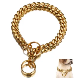 Halsbänder 14mm Gold Große Hundehalsbandkette Edelstahl Training P Kette Halsband Silber Luxus Haustier Halskette Halsbänder Für Große Hunde Produkt