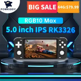 Giocatori POWKIDDY RGB10max Console per videogiochi retrò open source Schermo IPS da 5 pollici RK3326 Supporta Bluetooth Wifi Regalo per bambini 3D Rocker