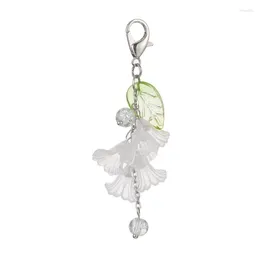 Keychains Handcrafted Acrylic Keyring Flower Leaf Keychain With Lobster Clasp Blossom Pendant Key Chain Jewelry For Fashion Lovers