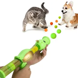 Interactive Cat Toy Ball Pea Aerodynamic Shooter Cats Game Dogs Soft Bomb er Kitten Toys Training Children Pet Gift 240226