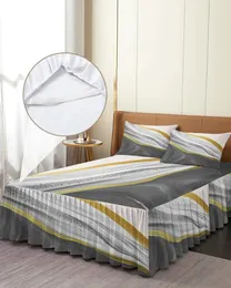 Bed Skirt Grey Gradient Texture Marble Pattern Elastic Fitted Bedspread With Pillowcases Mattress Cover Bedding Set Sheet