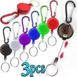 Keychains 1/3pcs Multifunctional Multi-color Roll Retractable Keychain Brooch Rope Bag Recoil ID Card Holder Keyring Key Chain Steel Cord