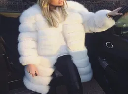 Winter Fashion Women Faux Fur Furry Coat White Thick Warm Fur Long Sleeve Oneck Jacket Outerwear Overcoat Plus Size 3X 6Q23985479440