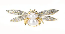 Varole Brooch For Women Bee shaped brooch with big Pearl Crystal Rhinestone unique 18K gold plated brooches3427108