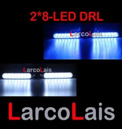 50pcs 12v 2x8 LED Car أثناء النهار أثناء قيادة الضباب أضواء Fog Light Drl 8 8led White Blue Dlcl87001972370