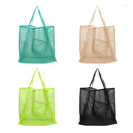 Shopping Bags 2024 Womens Large Capacity Shoulder Bag Solid Color Casual Reusable Mesh Tote Ins Handbags For
