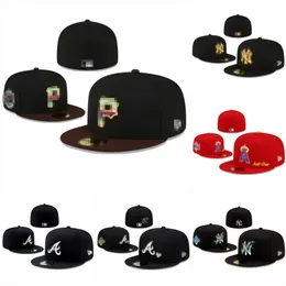 Taillierte Hüte, klassische schwarze Sportmützen, Casquette-Logo, Sportwelt, gepatcht, vollständig geschlossene, genähte Hüte, Größen 7–8, Mischungsauftrag