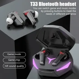 Kulaklıklar T33 TWS Bluetooth kulaklıklar kablosuz fon hifi Ses kulaklıkları ile mikrofon oyun seti stereo spor kulaklıklar dokunmatik kontrol