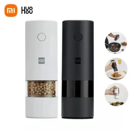 Kontroll Xiaomi Huohou Smart Electric Automatic Mill Pepper Saltkvarn 5 Mat Peper Spice Grain Porcelain Slipning för köket Matlagning