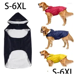 Hundkläder regnrock vattentät hoodie jacka regn poncho husdjur regnkläder kläder med reflekterande rand utomhus hundar tillbehör droppe dhpgv