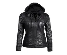 Wipalo Gótico Jaqueta De Couro Falso Mulheres Hoodies Inverno Outono Jaqueta de Motocicleta Preto Outerwear Couro Falso PU 2019 Coat4455552