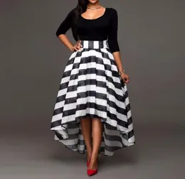 Women039s Elegant Black Formal Party Cocktail Striped Dress Long Dress 2 Of Sets8579971