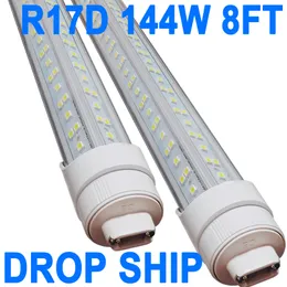 T8 8Ft 144W LED Tube Light with R17 Base, 6500K Cold White, 18000 Lumens, Ideal for Factory, Workshops, Gas Station, Exhibition Hall, Gymnasium, Garage crestech
