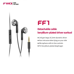 Cuffie FiiO FF1 3.5mm HIFI Musica Wired Bass Auricolari 14.2mm Dynamic HD Microfono Auricolare per Gaming Meeting Video