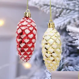 Christmas Decorations Durable Hanging Pinecones Sparkling Pinecone Ornaments Set Of 5 For Xmas Drop Delivery Home Garden Festive Party Otn4R