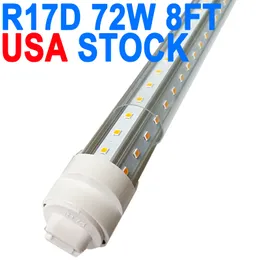 R17D Rotatable HO Base 8FT LED Tube Light 72W, Replacement 300W Fluorescent Lamp Shop Lights, 8FT, Dual-Ended Power, Barn Cold White 6000K, Clear Cover, AC 90-277V crestech