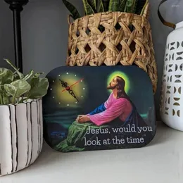 Wall Clocks Jesus Christ Look At The Time Clock Novelty Religious Decoration Silent For Bedroom Home Decor