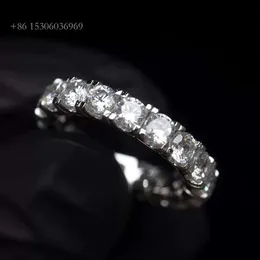 Fabriksdirektförsäljning Ice Out VVS1 GRA Certified Moissanite Rings S Sier/9K/14K/Gold Hip Hop Ring for Man Women