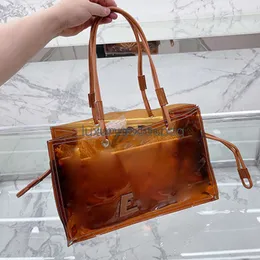 2024SS Superior quality jelly Tote bags Spanish style Handbags Purses Big transparent shopping bag new large capacity beach one-shoulder bag satchel color lo