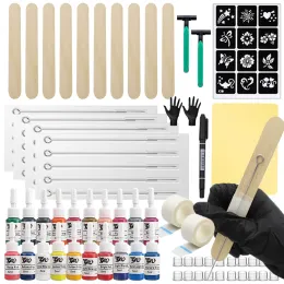 Kits DIY Hand Poke and Stick Tattoo Kits with Tattoo Needles Practice Skin Tattoo Accessories for Tattoo Kit Supplies