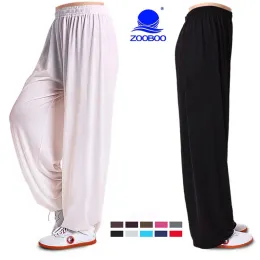 ملابس Zooboo Ice Silk Martial Arts Tai Chi Yoga Pants Pants Kung Fu bants fiess Dance Running Pants الرجال النساء