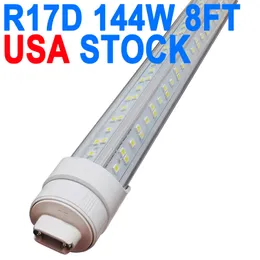 8ft R17D LED-rörljus, F96T12 HO 8 fot LED-glödlampor, 96 '' 8ft LED-butiksljus för att ersätta T8 T12 fluorescerande glödlampor, 100-277V 18000LM för lager garage skåp Crestech
