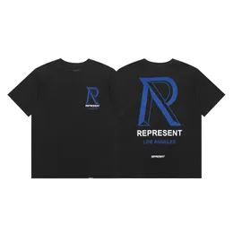 2024 классические буквы big R P R I N T R e p e e n t S дизайнерские винтажные дизайнерские футболки черные топы для мужчин свободные футболки оверсайз mil an par is версия черная футболка синие подарки
