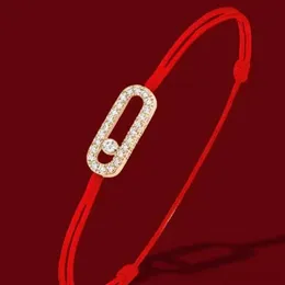 Jewlery Messikas Designer Bracelet for Women v Gold Miltated Chinese Red Rope Braceter Versatileシングルアイテム柔軟なハンドセット高カーボンダイヤモンド