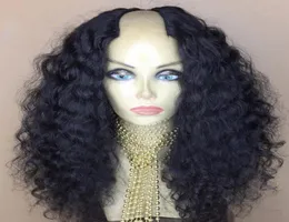 100 Human Hair Afro Curly U Peruki dla kobiet 2x4 Środkowa część 150 Gęstość Brazylijska Remy Włosy Kinky Curly Diva Wigs5213414