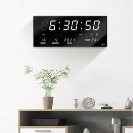 Väggklockor 36 15 2,8 cm Font LED Digital Perpetual Calendar Electronic Clock vardagsrumstemperatur med EU -kontakt