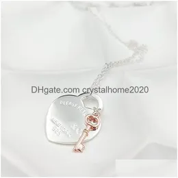 AnyneckLaces Pendant Heart and Key Necklace for Women 1 925 Sier Sterling Luxury Jewets Gifts Co Drop Drop Delivery Dhicx