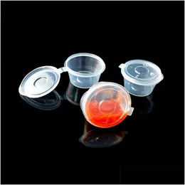 Disposable Take Out Containers 50Pcs 4Oz Plastic Onepiece Sauce Cup With Lid Takeaway Container Box Kitchen Diy Accessories Can Be Re Dhl7O