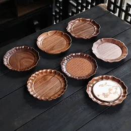 Bandejas de chá de madeira de nogueira chinesa de alta qualidade base de pote de areia roxa bandeja preta tapete inferior acessórios de mesa de bolha seca