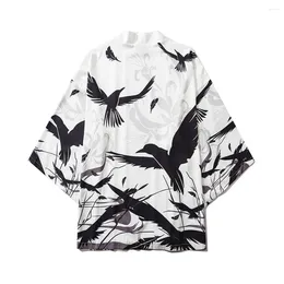 Homens Casuais Camisas Manto Kimono Blusa Mens Japonês Mangas Compridas Mulheres Oversize Sobretudo Tradicional Gráfico Tees Masculino Pulôveres