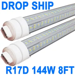 R17D Lâmpada de 8 pés, extremidade dupla, base HO giratória de lente transparente, luminárias fluorescentes de substituição de LED em formato de V de 270 graus, T8 branco frio, tampa transparente, 85V-265V t crestech