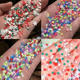 Nail Art Decorations 1000/400Pcs Christmas Sprinkle Polymer Clay Slices Sequins 4-10MM 3D Resin Snowflake/Star DIY Xmas Manicure Decoration