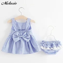 Melario Baby Clothing Sets Summer Striped Dress and Shorts 2Pcs born Baby Girl Clothes Infant Clothing Outfits for Babies 240226