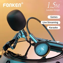 For Live Streaming Gaming Karaoke Video Recording Microphones With Earphones Earbuds L Jack Mini Clip Lapel Microphone Microfone