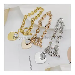 Three Colors High-Quality Stainless Steel Bracelet Fashion Love Heart Ot Buckle Chain Women Daily Holiday All-In-One Jewelry Drop Deli Dhgfm