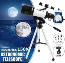 Telescópio astronômico 150X com tripé portátil Espaço refrativo Monocular Zoom Spotting Scope para observar a estrela da lua 2202252179611