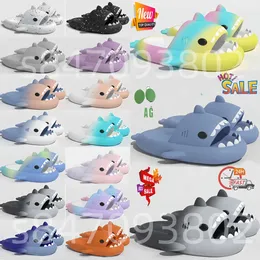 Kvinna man dsigner haj tofflor Summer Sliders Män kvinnor Rainbow Slides Pink Blue Grey Memory Sandaler Mjuk tjock kudde Slipper Cloud Slide inomhus