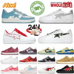2024 Designer Sta Casual Shoes Low Top Men and women White Orange Camouflage Skateboarding Sports Bapely Sneakers Outdoor Shoes Waterproof leather Size 36-45