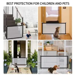 Cages Portable Folding Mesh Fence For Pet Indoor Safety Fence Cat Partition Barrier Dog Durable Isolation Door Frame Accessory