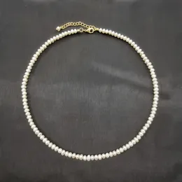 4mm White Freshwater Pearl Necklace 14K Gold Filled Adjustable Chain Pearls Beaded Exquisite Choker Collier Perles Perlas Women 240227