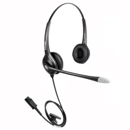 Hörlurar Binaural (Monuarl Valfritt) headset med Antinoise -mikrofon, callcenter hörlurar med QD (Quick Disconnect) -kontakt