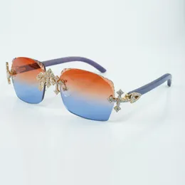Прямые продажи с фабрики, модные солнцезащитные очки в полном комплекте с бриллиантовой огранкой 3524018, с синей деревянной дужкой, УФ-защитой и солнцезащитными очками, размер 18-135 мм