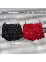 Skirts HIGH STREET Est 2024 Designer Skirt Women's 3D Rose FFlower Decoration Mini Pants