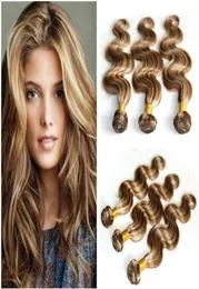 8613 Piano Color Brazilian Virgin Human Hair Bundles Body Wave 3pcs Piano Brown and Blonde Ambored Color Hush Hair Sefts 10673723577