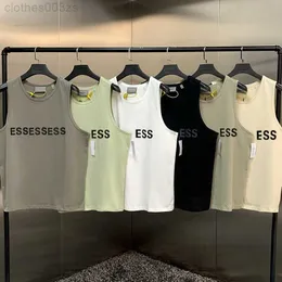 Yaz Mens Tank Üstü siyah üç boyutlu silikon ess göğüs yazı yazısı Gevşek kolsuz taban gömlek kadınlar rahat düz renkli pamuk t-shirtstwa